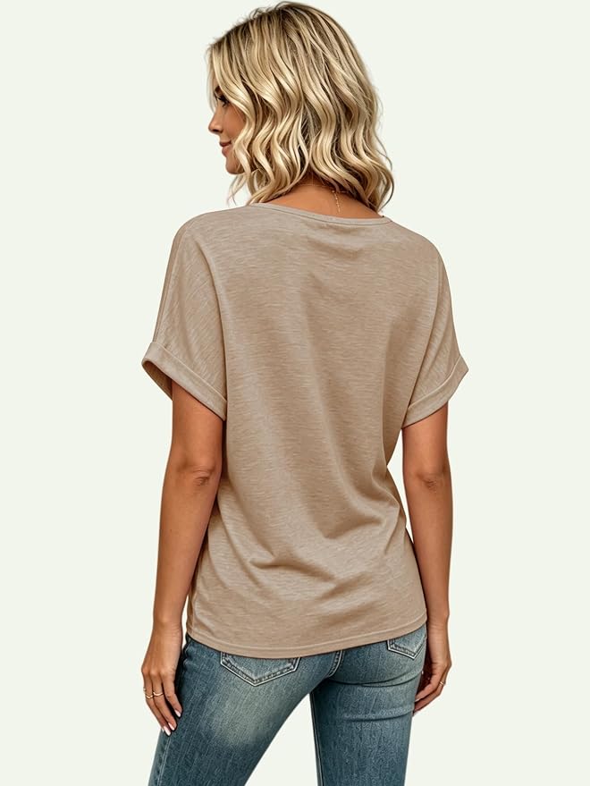 T Shirts Short Sleeve V Neck Tees Womens Tops Beach Vacation Fashion Clothes 2026 Casual Summer Spring Fall Outfits - Image 4