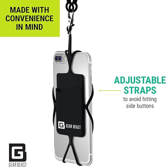 Gear Beast Cell Phone Lanyard - Universal Neck Phone Holder w/Card Pocket and Silicone Neck Strap - Image 6
