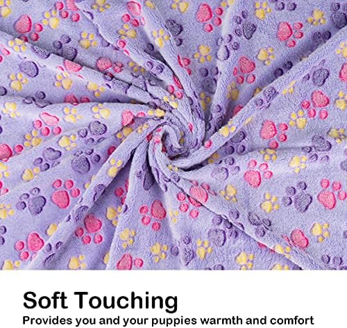 Dono 1 Pack 3 Dog Blankets, Soft Fluffy Fleece Pet Blanket Warm Sleep Mat Paw Print Design Puppy Kitten Throw Blankets Doggy Blanket for Dogs - Image 5