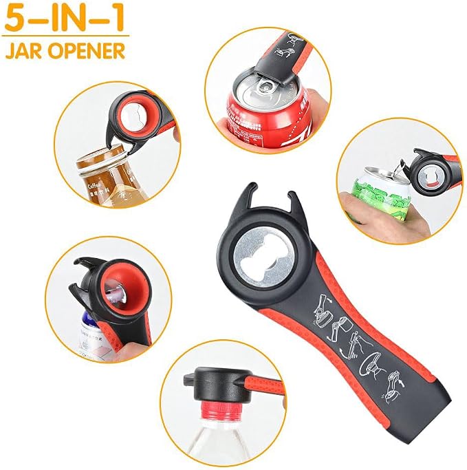 Jar Opener for Weak Hands, 5 in 1 Bottle Opener for Seniors with arthritis | Multifunctional Adjustable Lid Opener with Non-Slip Rubber Gripper Pad – Effortlessly Opens Jars, Bottles & Pop-Top Cans - Image 6