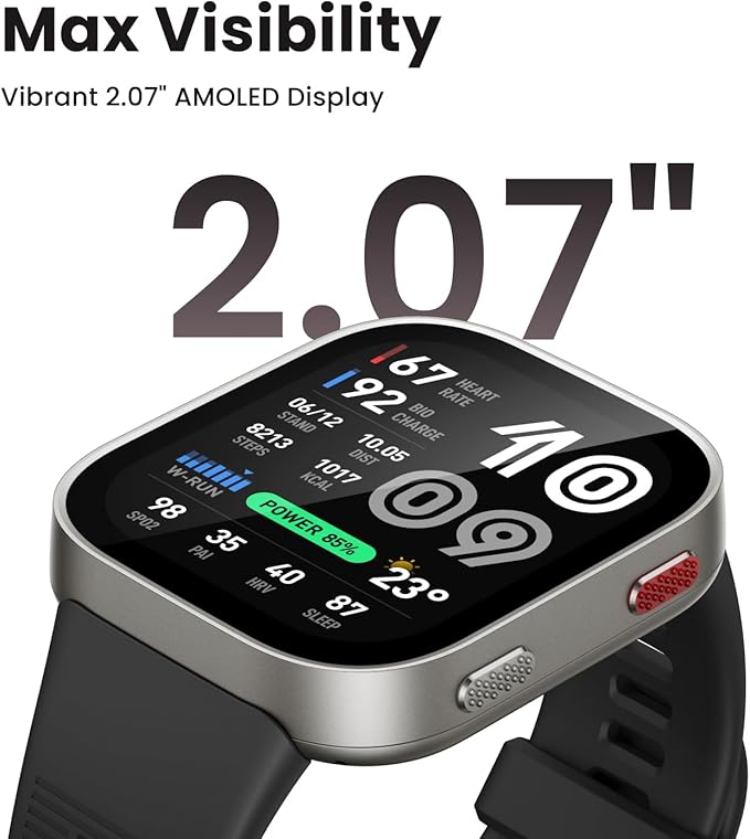Amazfit Bip Max 50mm Smartwatch, 2.07" AMOLED Display, 20 Days of Battery, GPS, 4GB Storage, Offline Maps, Fitness Tracker, Hybrid Training, 150+ Sports, HYROX Mode, 5 ATM for Android & iPhone, Blue - Image 2