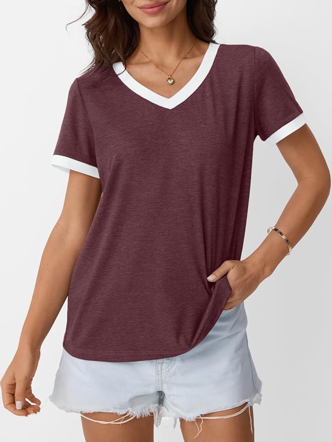 AUTOMET Womens Short Sleeve T-Shirts Summer Tops Casual Soft Tunic V Neck Basic Workout Clothes Spring Fashion Outfits 2026 - Image 2
