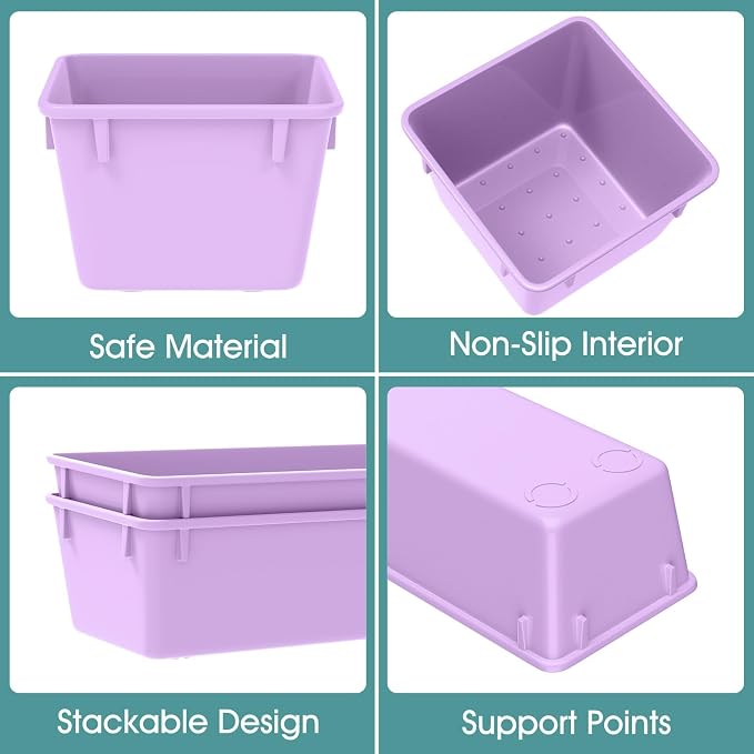 WOWBOX 25 PCS Plastic Drawer Organizer Set, 4 Sizes Desk Drawer Divider Organizers and Storage Bins for Makeup, Jewelry, Gadgets for Kitchen, Bedroom, Bathroom, Office, Purple - Image 3