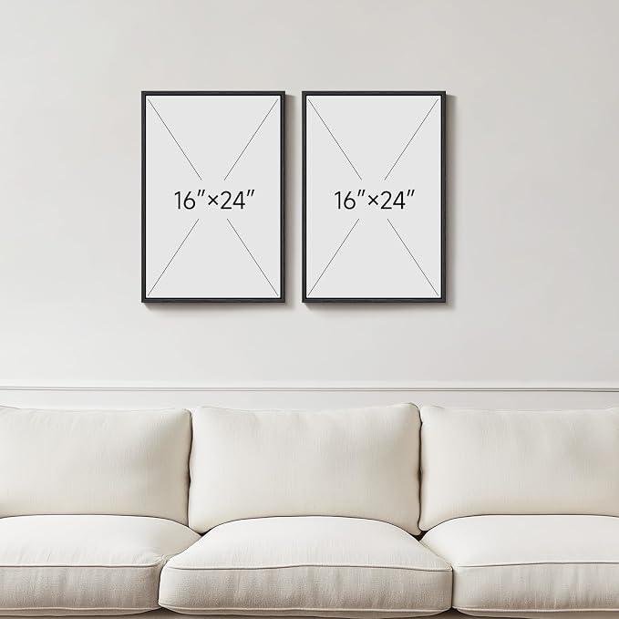 Framed Neutral Abstract Minimalist Wall Art Set of 2, Modern Canvas Prints Paintings Artwork for Walls, Black Beige Brown Abstract Art Pictures for Bedroom Living Room Dining Room Wall Decor 16x24 In - Image 3