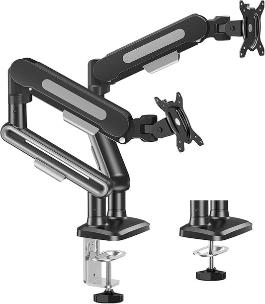 MOUNT PRO Dual Monitor Desk Mount, Pneumatic Monitor Arms for 2 Monitors Max 39 Inches, Adjustable Dual Computer Monitor Stand Each Arm Holds up to 26.5lbs, VESA Mount with C Clamp & Grommet Base by MOUNTPRO