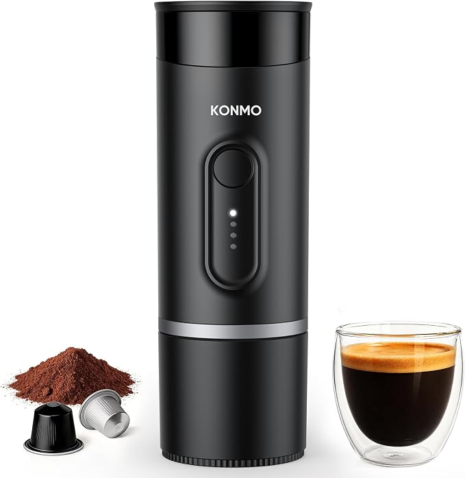 Portable Espresso Machine for Travel, Mini Coffee Maker Works with Capsules & Ground Coffee, USB-C Rechargeable for Outdoor Camping Car RV Business Trips by EverydayElectronics