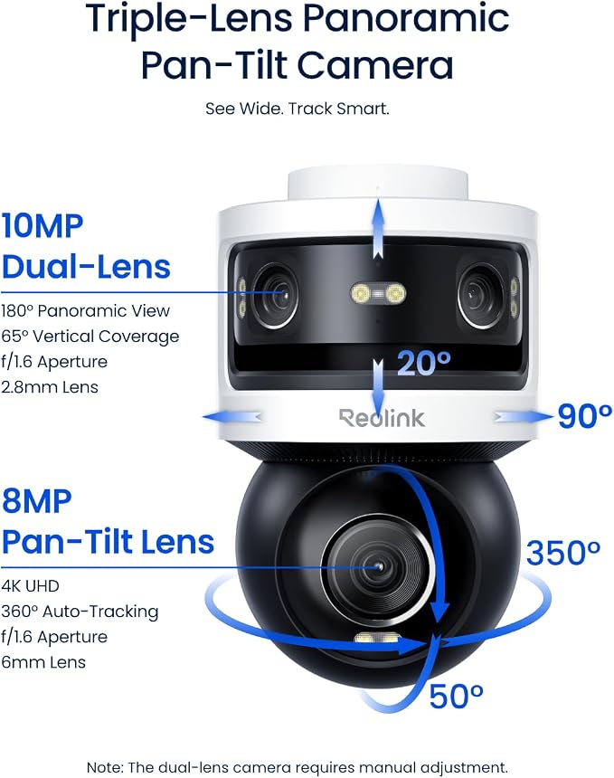 REOLINK OMVI 3i WiFi, 10MP+8MP 4K, Triple-Lens Outdoor Security Camera | 180° Panoramic + Pan-Tilt, SyncTrack&Auto Tracking, Dual-Band WiFi 6, Smart Detection, Local AI Video Search, No Monthly Fees - Image 5