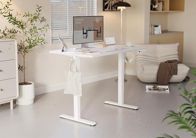 YDN 32 x 19 Inch White Electric Standing Desk | Adjustable Height, Sit Stand, Cable Management, Ergonomic, Home Office - Image 2