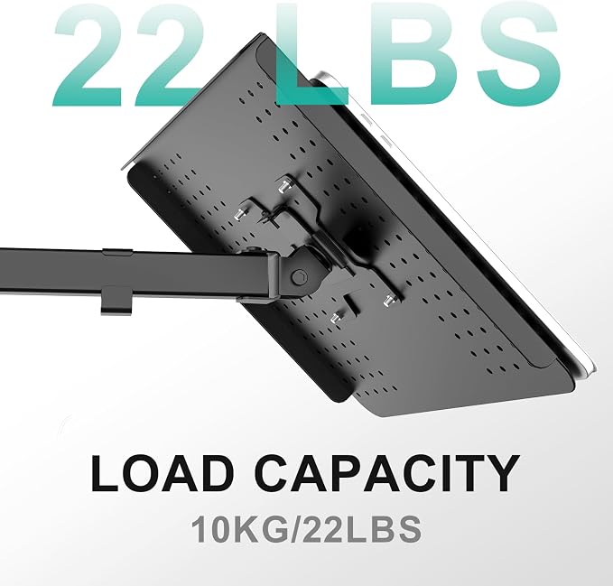 WALI Dual Arm Laptop and Monitor Desk Mount for 17" Notebook and Up to 27" Screen, Fully Adjustable Monitor Arm with Laptop Tray, VESA 75x75 100x100, Holds up to 22 lbs, Black (M001LP) - Image 5