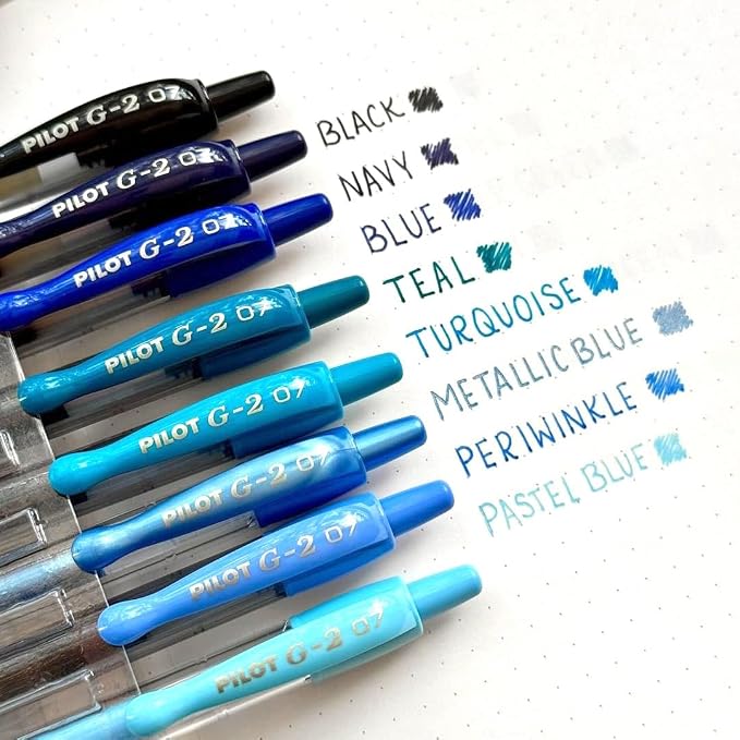 Pilot G2 Premium Gel Roller Pens, G2 Boost Blue Pens Pack, The Colors of Productivity, 8 Pack Pouch, Fine Point 0.7 mm, Assorted - Image 6