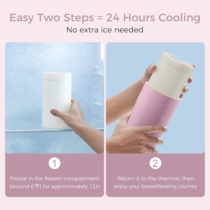 Momcozy Portable Breast Milk Cooler for Travel, 24H Ice-Free Cooling Breastmilk Storage Bottles Container, 12oz Leak Proof Outdoor Small Freezer, Baby Breastfeeding Essential for New Moms - Image 5