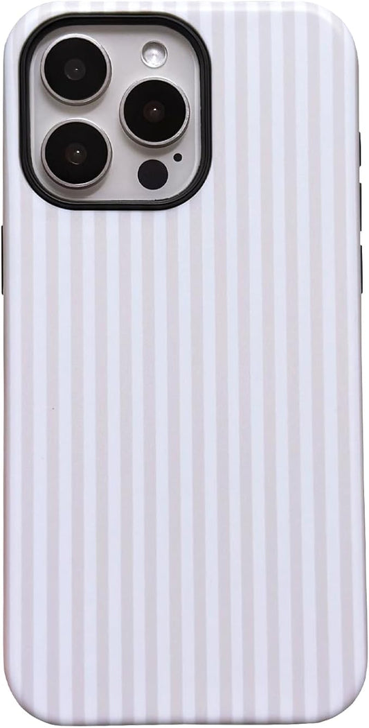 for iPhone 13 Pro Case Striped Cute Aesthetics Phone Case Trendy Protective Shockproof Cover for iPhone 13 Pro White by Unknown