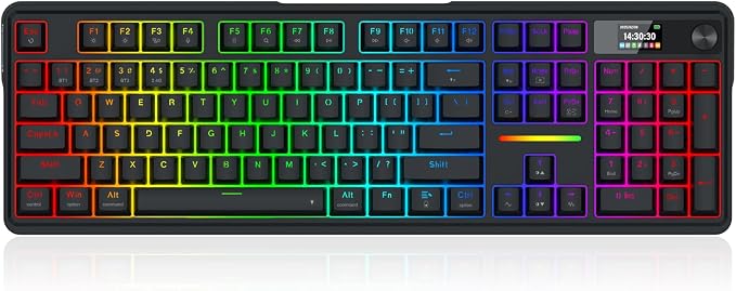 Redragon K762 PRO Wireless 104-Key Gasket Gaming Keyboard, Screen & Knob | Easy-Control LED Info Display, 0-Delay Tri-Mode, Cushioned 5-Layer Noise Dampening for Creamy Thocky Sound, Full-Size 104-Key - Image 2
