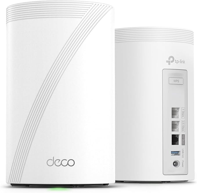 TP-Link Deco 7 Pro BE14000 Tri-Band Wi-Fi 7 Whole Home Mesh System | 8-Stream 14 Gbps | 10 WAN/LAN Port | Up to 8100 Sq.ft, 200 Devices Capacity | 320 MHz, HomeShield, AI-Roaming (BE67 2-Pack) by TP-Link