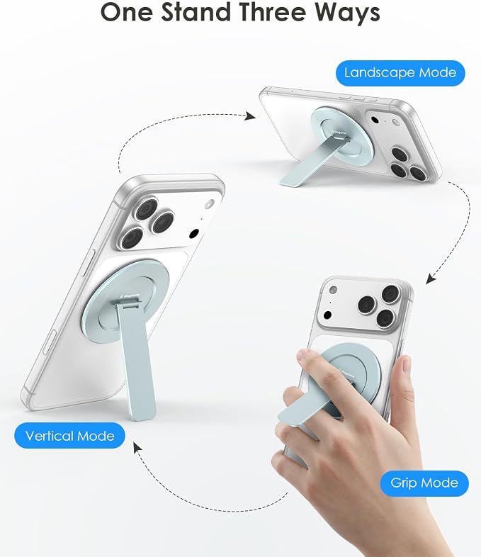 Magnetic Phone Stand for Magsafe, Ultra-Slim Snap-on Phone Holder Kickstand,180° Adjustable Angle Damping Design Cellphone Grip, Blue - Image 6