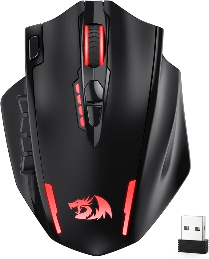 Redragon M913 MAX Wireless MMO Gaming Mouse 26000 DPI Remapping Keys | Cable-Free 0 Delay, Smooth Precise Tracking, Redefine Keybinding Macro, Vibing Backlight, Ergonomic Grip Body Comfort by REDRAGON