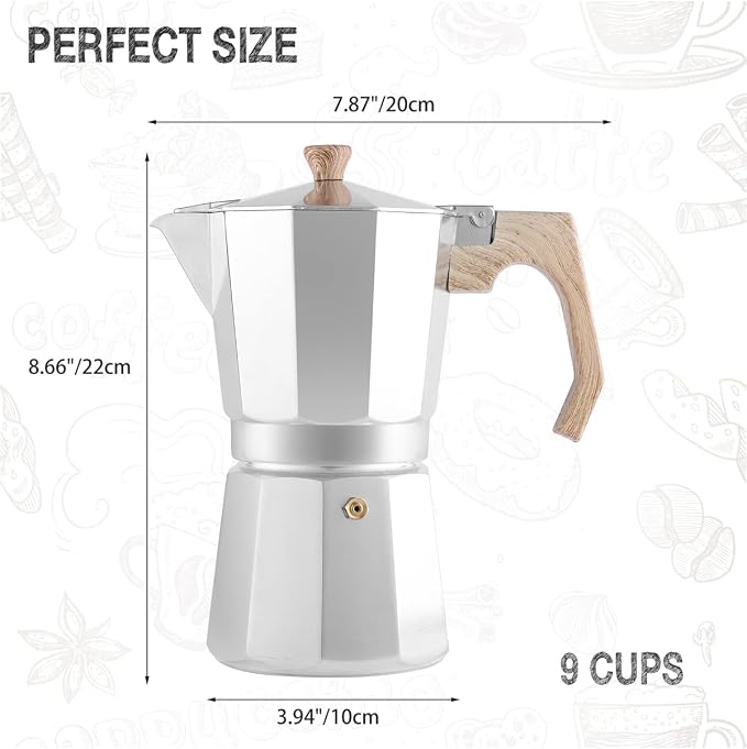 wedrink Stovetop Espresso Maker Aluminum Moka Pot 9 Espresso Cup-15.2OZ Cuban Coffee Maker Stove top Coffee Maker Moka Italian Espresso - Image 2
