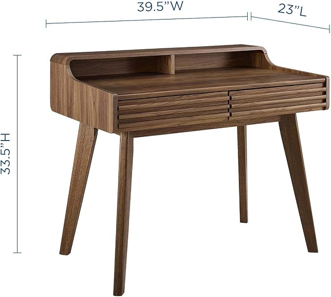 Modway Render Mid-Century Modern Writing Desk in Walnut - Image 3