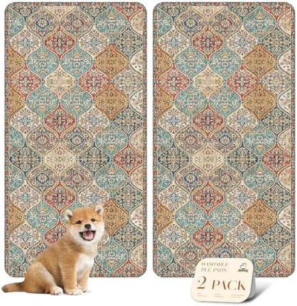 nunubaby Washable Pee Pads for Dogs, Stylish, Non-Slip and Leak-Proof Pee Pads. Reusable Potty Pads for Dogs for Crates and Floors.(Cream/Multi, 24" x48" ) by Nunubaby