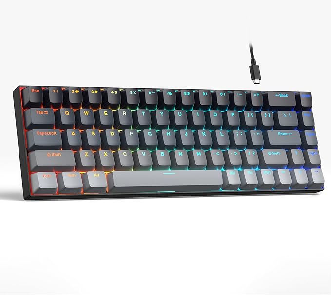 MageGee Portable 60% Mechanical Gaming Keyboard, RGB Backlit Compact 68 Keys Mini Wired Office Keyboard with Red Switches for Laptop PC Mac - Gradient Black by MageGee