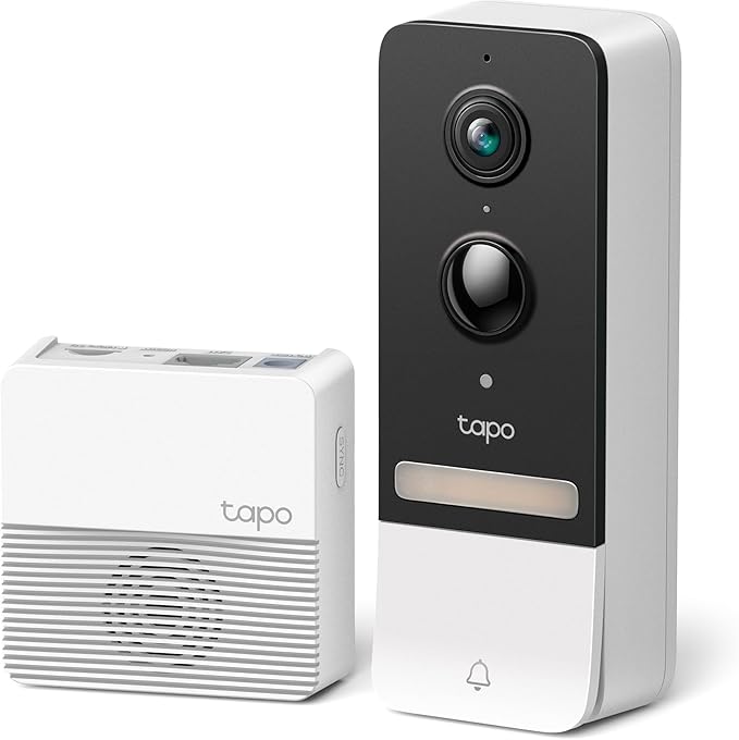 Tapo TP-Link Smart Video Doorbell Camera, Chime Included, 2K 5MP, Color Night Vision, 2-Way Audio, Free AI Detection, Cloud/SD Card Storage, Works w/Alexa & Google Home, D230S1 by Unknown