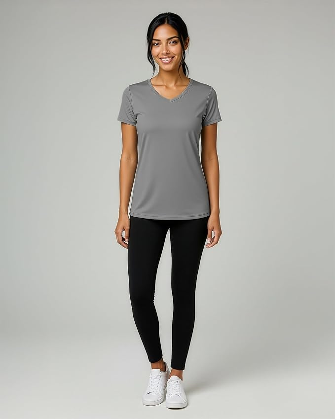 5 Pack Women's Dry Fit V Neck Workout Tops T Shirts Athletic Gym Yoga Tees | Available In Plus Size, Cooling Moisture-Wicking, Short Sleeve, Quick-Dry, Fitness, Stretch, Exercise, Running, Hiking - Image 7