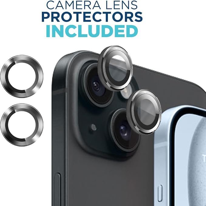 Tech Armor for Apple iPhone 15 Screen Protector Glass 6.1 inch - Ballistic Tempered, Case Friendly, Easy Install, Sensor Protection, HD, 9H Hardness, 3 Pack + Bonus Camera Lens Protectors - Image 3
