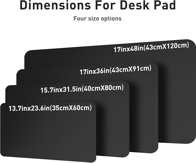 Aothia Leather Desk Pad Protector, Mouse Pad, Office Desk Mat, Non-Slip PU Leather Desk Blotter, Laptop Desk Pad, Waterproof Desk Writing Pad for Office and Home (48"x17", Black) - Image 6