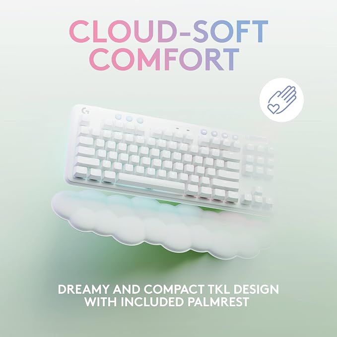 Logitech G715 Wireless Mechanical Gaming Keyboard with LIGHTSYNC RGB, Lightspeed, Tactile Switches (GX Brown), and Keyboard Palm Rest, PC/Mac Compatible - White Mist - Image 3