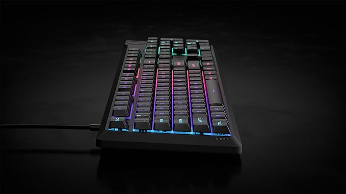 Corsair K55 CORE RGB Membrane Wired Gaming Keyboard – QWERTY US Layout – Quiet, Responsive Switches – Spill Resistance – Ten-Zone RGB – Media Keys – iCUE Compatible – PC, Mac – Black - Image 5