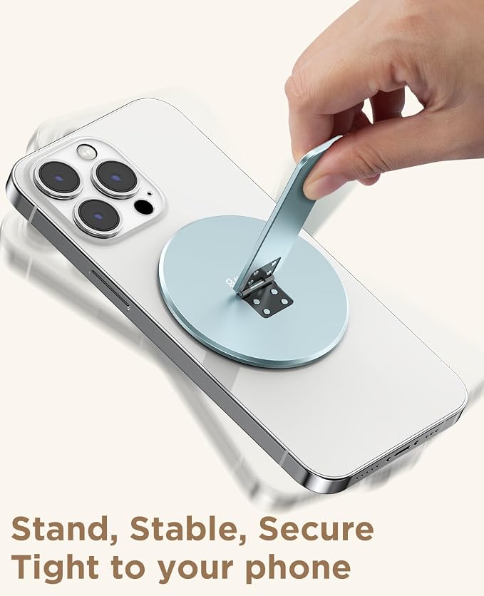 Magnetic Phone Stand Grip for Magsafe, Utral-Thin Snap-on Phone Holder, Kickstand, & Grip, Foldable & Adjustable for Hands-Free Viewing | Compatible with Phone 16 15 14 13 12 Pro, Blue - Image 7