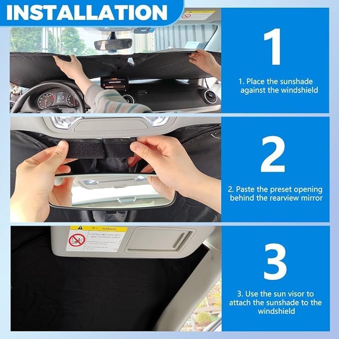 Car Windshield Sun Shade,Foldable Sun Shade for Car Windshield with Storage Bag Compatible with Jeep Grand Cherokee 2011-2026,Oxford Cloth Cars Suns Shades Keep Interior Cool - Image 5