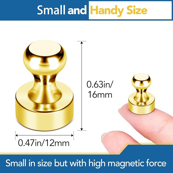 LOVIMAG Fridge Magnets 18Pcs, Magnet for Refrigerator Whiteboard, Gold | Small Strong Neodymium Metal Cute Push Pin for Classroom, Kitchen, Accessories Decorative, Office, Calendar - Image 3