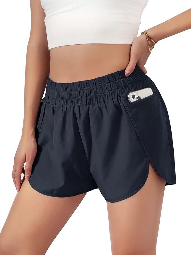 Blooming Jelly Women's Quick-Dry Running Shorts Workout Sport Layer Active Shorts with Pockets 1.75" by Bloomingjelly