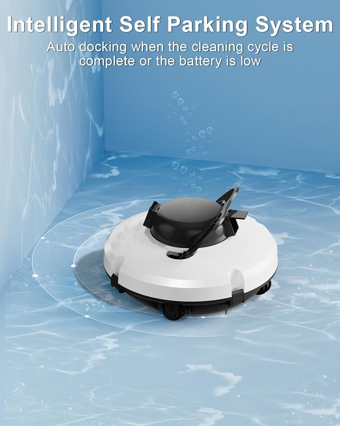 GMAPLAE Cordless Pool Vacuum for Above Ground Pool, Robotic Pool Cleaner with Dual Motors Strong Suction, 120 Mins Runtime, Auto-Parking, Pool Cleaner Robot for Inground Flat Pools Up to 1000 Sq.Ft - Image 4