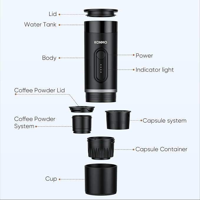 Portable Espresso Machine for Travel, Mini Coffee Maker Works with Capsules & Ground Coffee, USB-C Rechargeable for Outdoor Camping Car RV Business Trips - Image 6