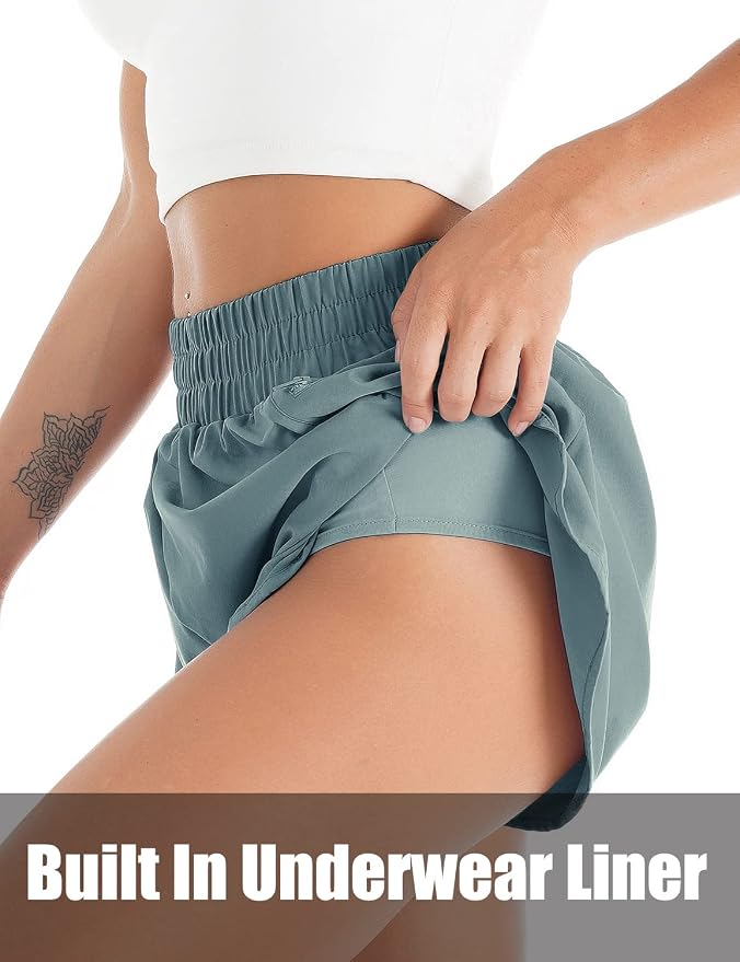 Blooming Jelly Women's Quick-Dry Running Shorts Workout Sport Layer Active Shorts with Pockets 1.75" - Image 3