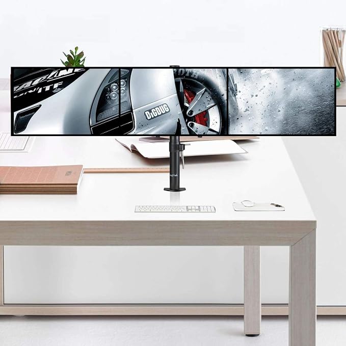 Suptek Triple LED LCD Monitor Desk Mount Heavy Duty Fully Adjustable Stand for 3 / Three Screens up to 27 inch (MD6463) - Image 7