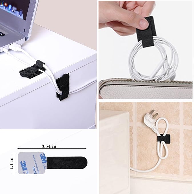 N NOROCME 192 PCS Cable Management Kit 4 Wire Organizer Sleeve | 11 Cable Holder,35Cord Clips 10+2 Roll Cable Organizer Straps,100 Fastening Cable Ties,for Computer TV Under Desk - Image 6
