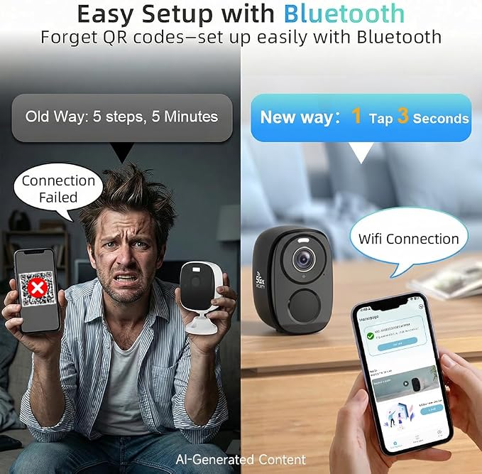 Rraycom 4Pack 5G/2.4G Security Cameras Wireless Outdoor,2K Battery Powered AI Motion Detection Siren Alarm WiFi Home Indoor Camera, Color Night Vision, 2-Way Talk, Waterproof, Works w/Alexa, Cloud/SD - Image 3