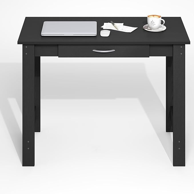 Furinno Jaya Desk, 39.2" Wide Computer Desk with H-Legs, Office Desk with Drawer, Writing Desk, with Drawer, for Home Office, Study Room, Dorm, Darkwood - Image 4