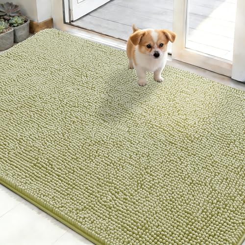 OLANLY Dog Door Mat for Muddy Paws 48x30, Super Absorbent Chenille Mud Mat by OLANLY