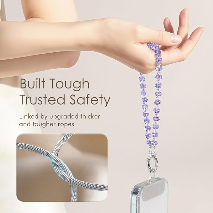 SURPHY Phone Charm, Handmade Beaded Phone Wrist Strap with Tether Tab | Phone Charm Strap, Phone Chain with Premium Metal Buckle, Wrist Strap Fits Cellphone Cases, Wallets, Bags, Keys - Image 5