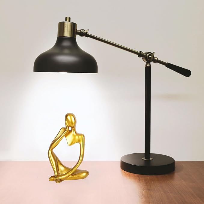 Sandstone Resin Thinker Style Abstract Sculpture Statue Collectible Figurines Home Office Bookshelf Desktop Decor (Small Gold, Left) - Image 3