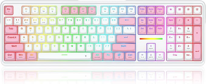 Redragon K745 PRO Wireless 108-Key Gasket RGB Gaming Keyboard, 4 Hotkeys | Extra Shortcut Keys, 0-Delay Tri-Mode, Cushioned Noise Dampening for Creamy Thocky Sound, Unfaded PBT Keycaps, PRO Software - Image 3