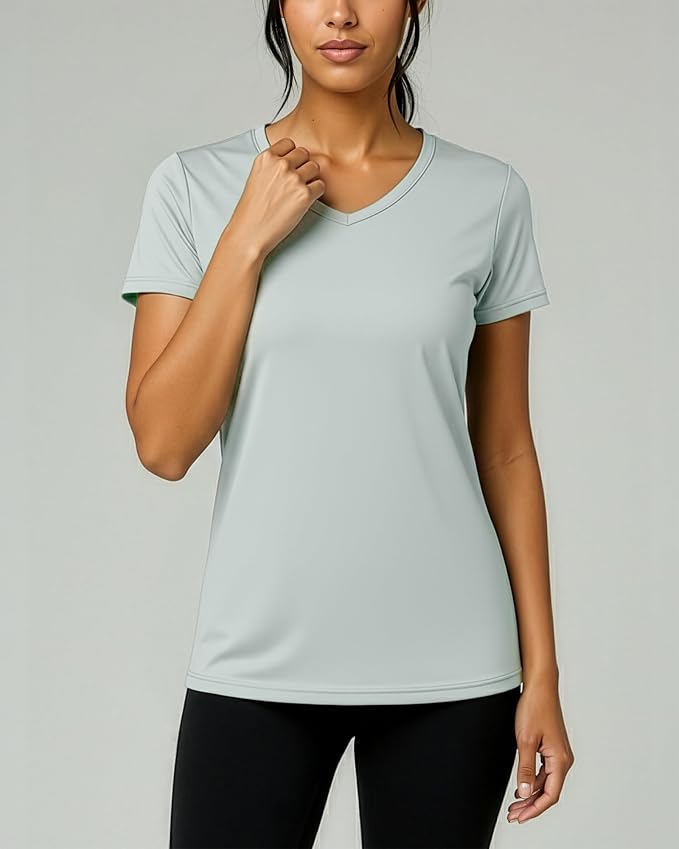 5 Pack Women's Dry Fit V Neck Workout Tops T Shirts Athletic Gym Yoga Tees | Available In Plus Size, Cooling Moisture-Wicking, Short Sleeve, Quick-Dry, Fitness, Stretch, Exercise, Running, Hiking - Image 3