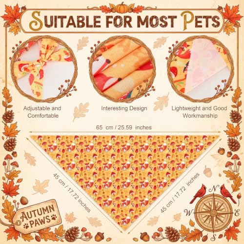 Weewooday 50 Pcs Fall Dog Bandanas Bulk for Autumn Soft Bibs Adjustable - Image 3