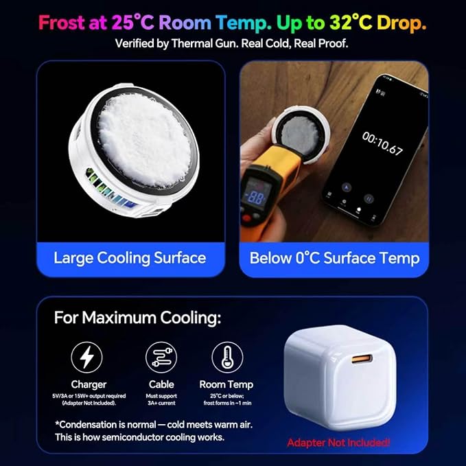 Basics RGB Magnetic Phone Cooler, Low Noise USB Gaming Cooling Fan, Magnetic Ring & Clip Compatible with iPhone/Andriod Phone - Image 4