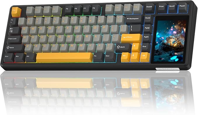 Aula L99 Wireless Mechanical Gaming Creamy Keyboard with Smart Touch Screen | Tri-Mode Hot Swappable Custom Keyboard,RGB Backlit,PBT Keycap,Gasket Mount Creamy Sounding Keyboards for Office PC,84 Keys by Strikonx