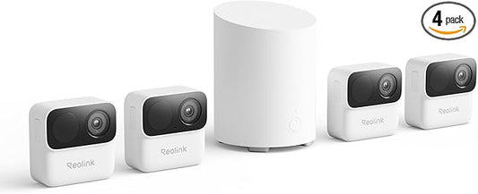 REOLINK Argus MagiCam Security Cameras Wireless Outdoor 1080p, 4 Cam Kit | AI Detection, 2.4/5GHz WiFi, AI Detection, Magnetic Mount, IR Night Vision, No Subscription, IP67, 9-Month Battery Life by Unknown